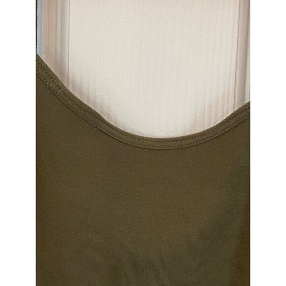Olive Green Spaghetti Strap Cami Tank Top For Women by Colorful - Picture 3 of 14